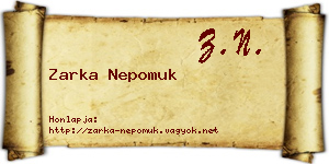 Zarka Nepomuk névjegykártya